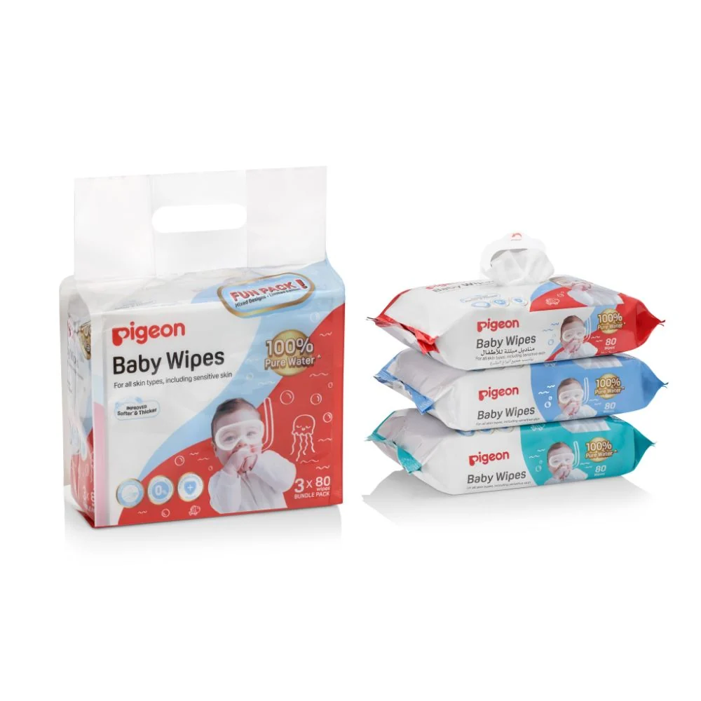 Toallita Húmeda Pigeon Pure Water 80 Unidades – Pack x 3