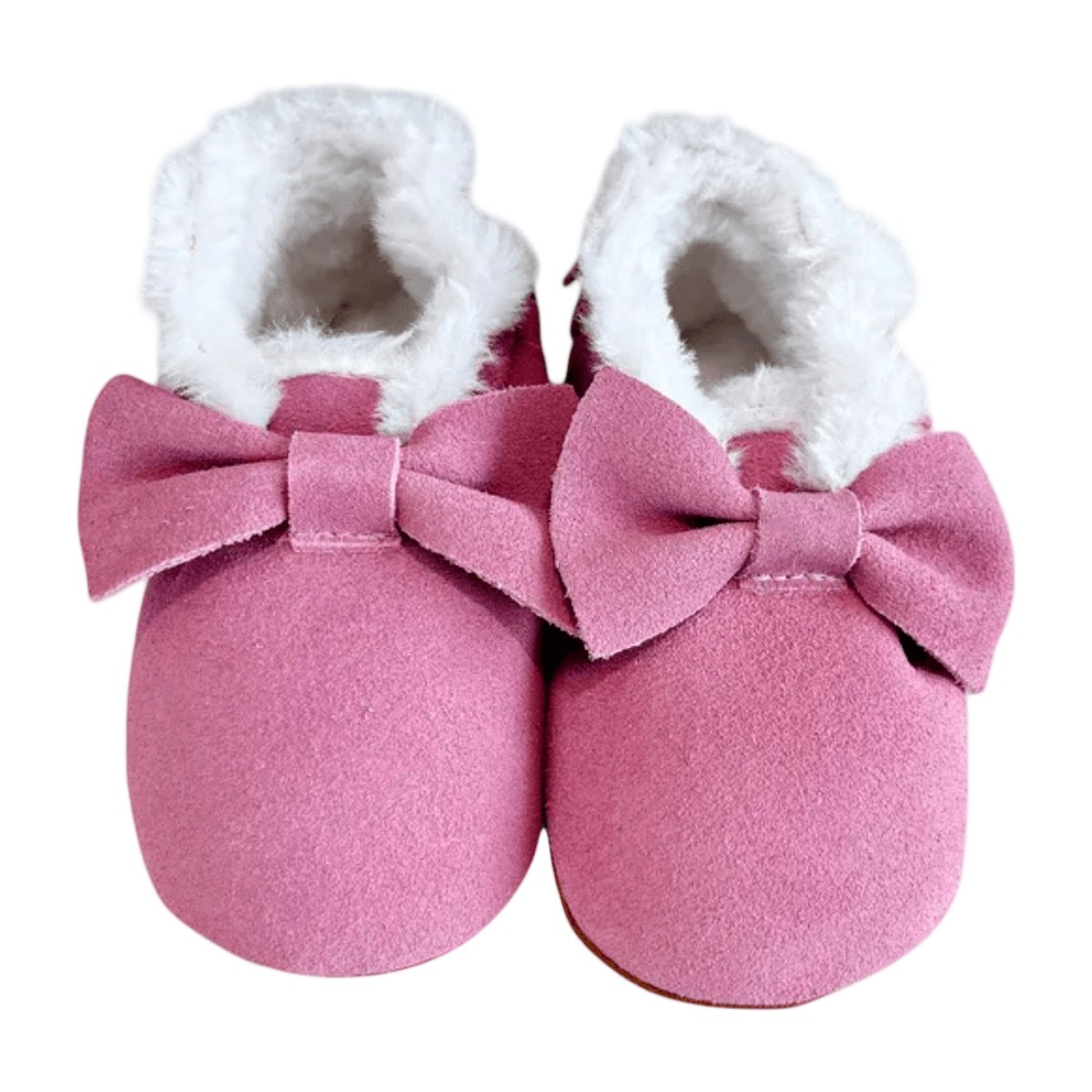 Zapatos Bebés de Gamuza para Bebé con Forro y Lazo – 0 a 6 meses, rosa