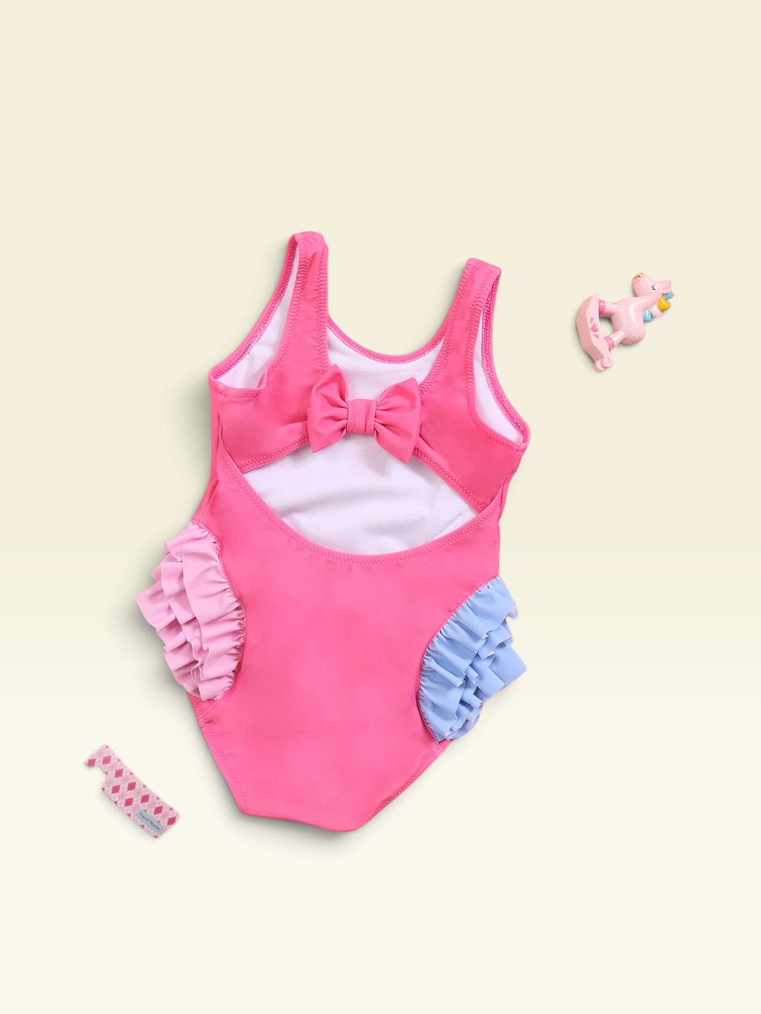 Traje de baño niña caballitos de mar con volantes detalles espalfa