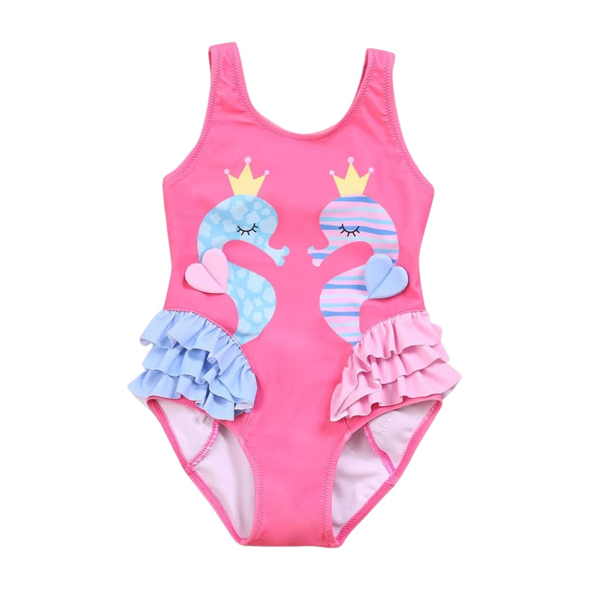 Traje de baño niña caballitos de mar con vuelos