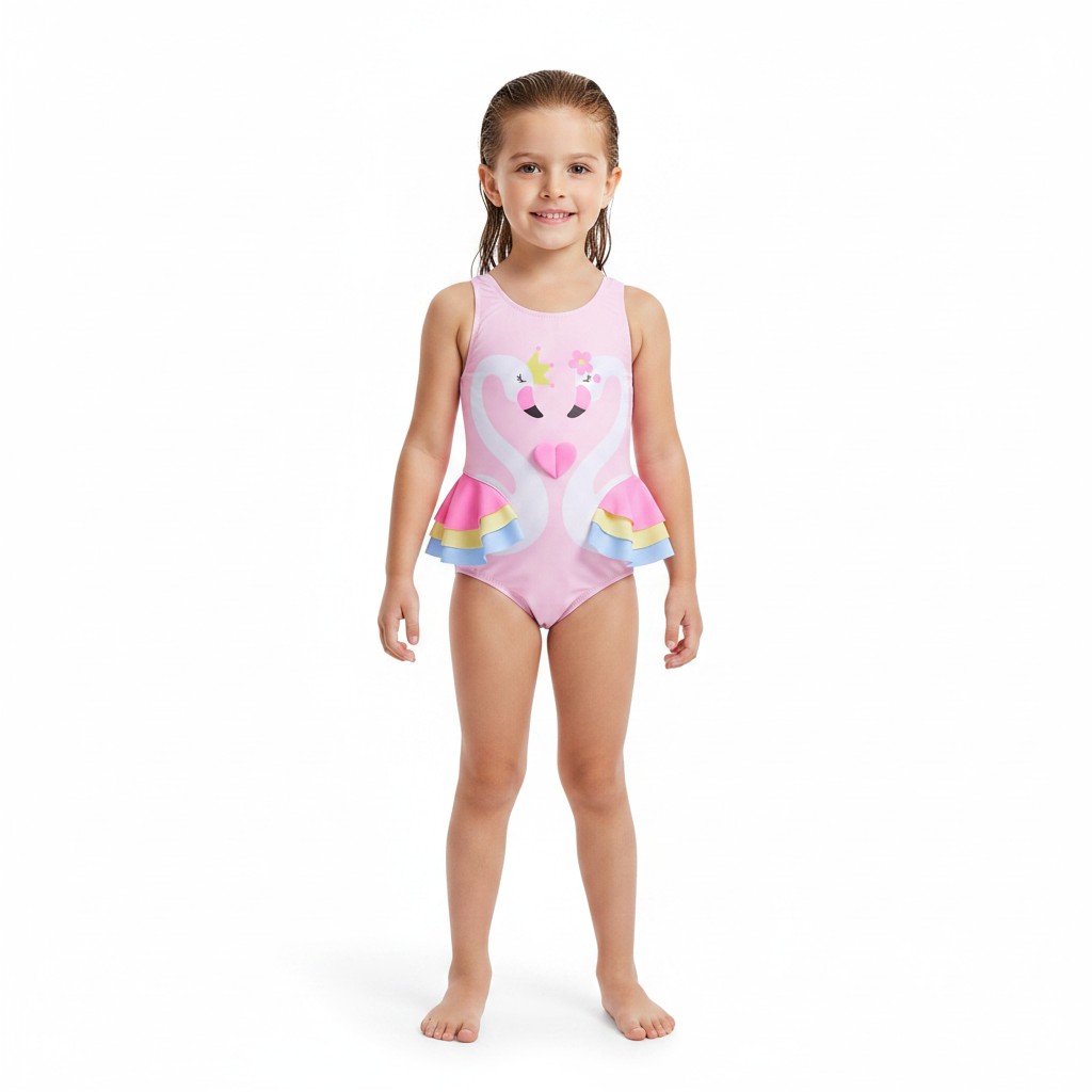 Traje de baño niña modelo cisnes