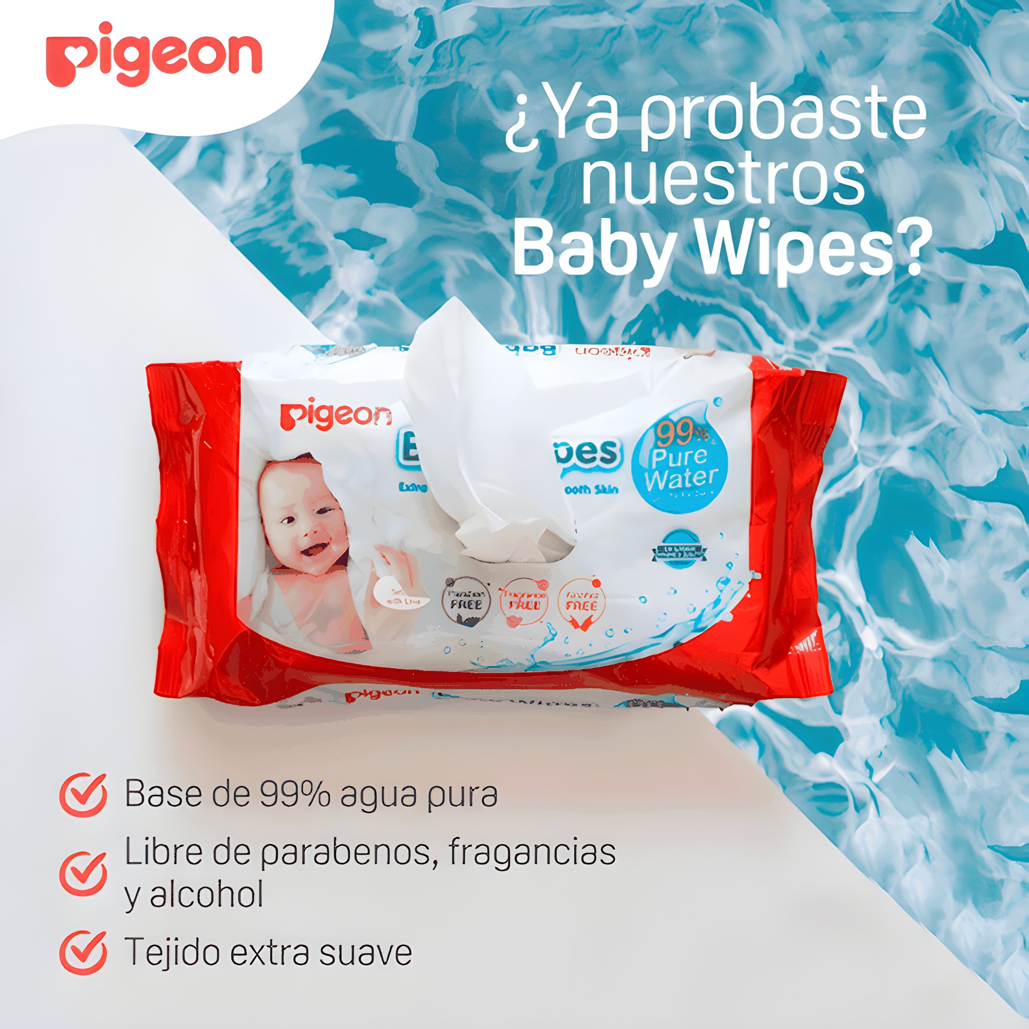 Toallitas Húmedas Pigeon 99% Agua Pura 82 Unidades – vista 3