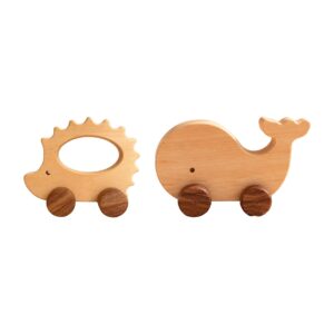 Animal de Arrastre de Madera: Ballena o Puercoespín Bebabu, set de los dos