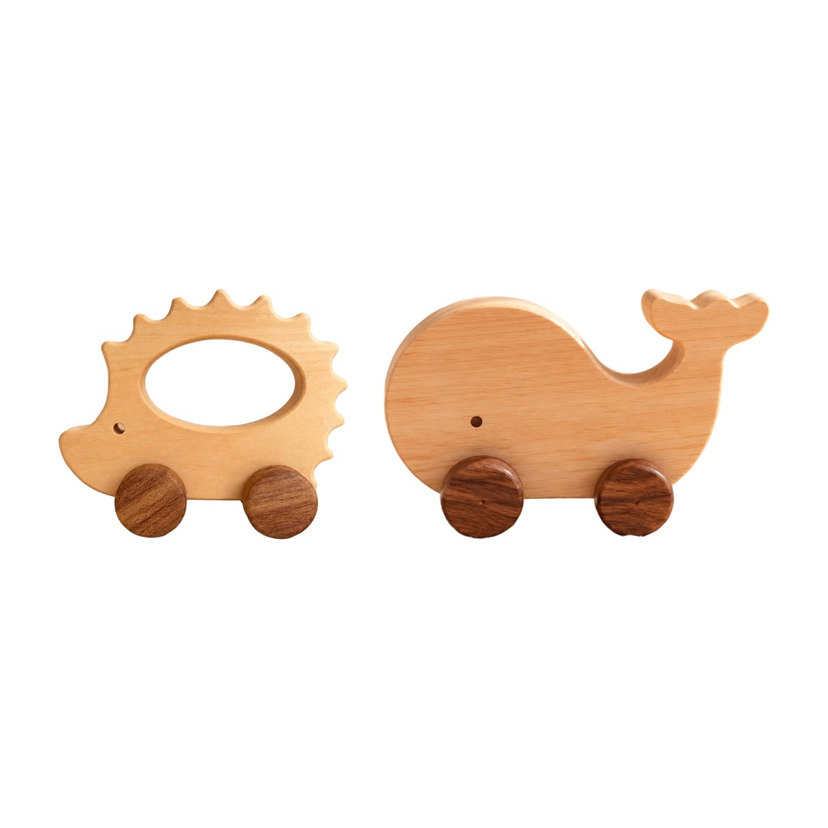 Animal de Arrastre de Madera: Ballena o Puercoespín Bebabu, set de los dos