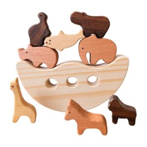 Arca Luna de Equilibrio con Animalitos de Madera Bebabu
