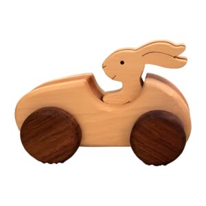 Auto de Madera con Animalito: Zorro o Conejo Bebabu, foto 3