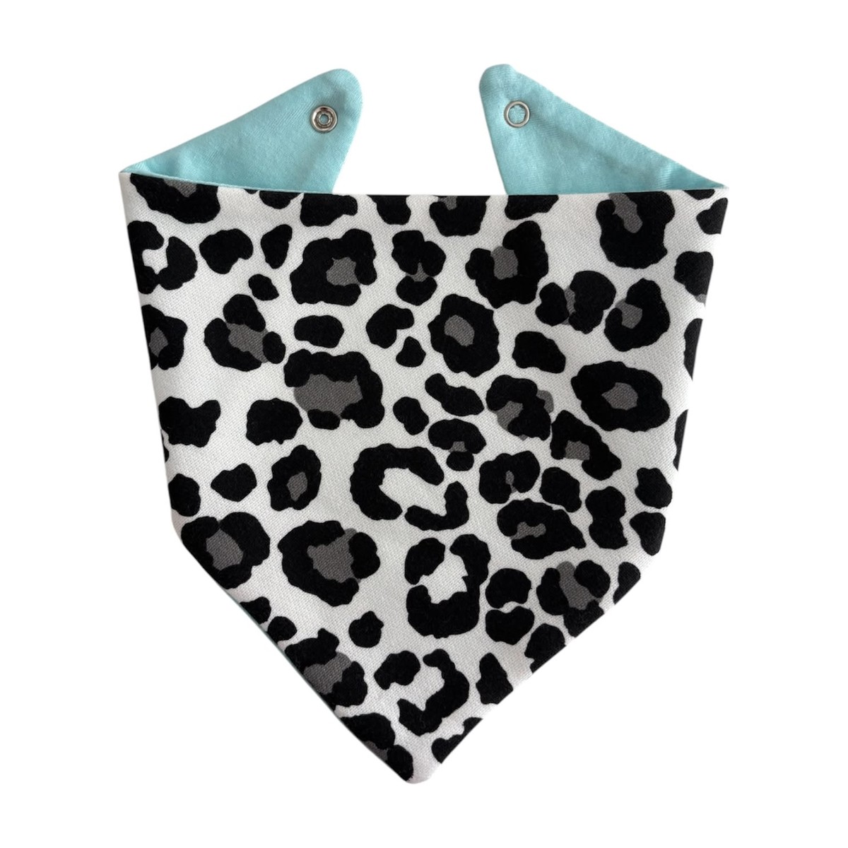 Babero bandana para bebé de algodón, diseño leopardo y menta