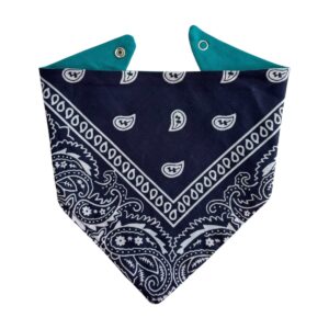 Babero bandana para bebé de algodón, diseño paisley azul marino
