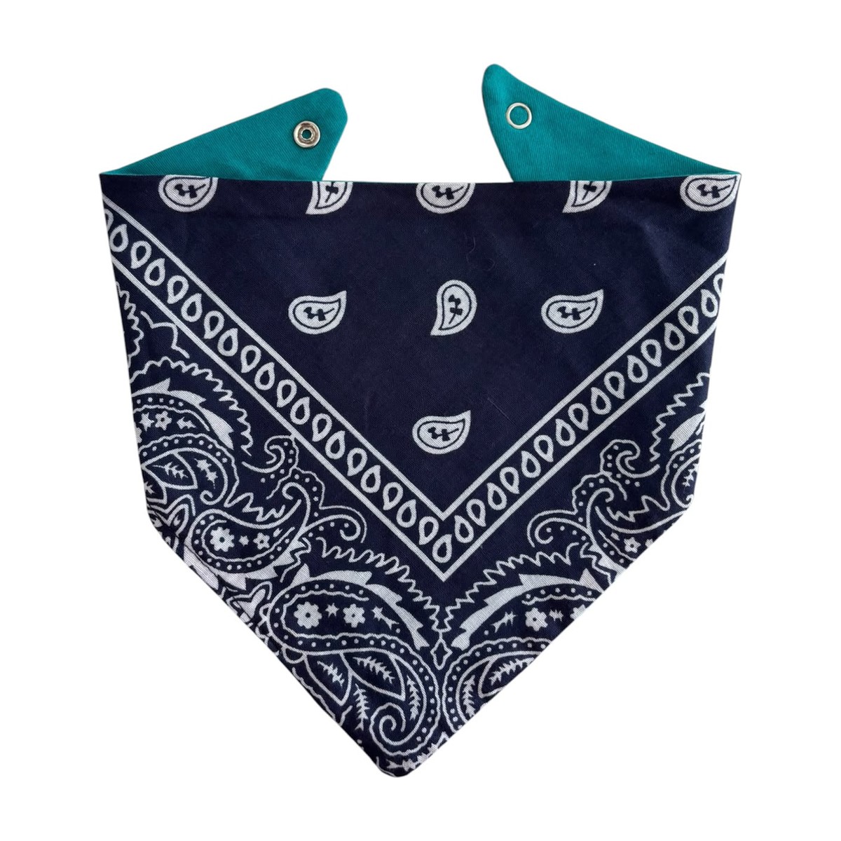 Babero bandana para bebé de algodón, diseño paisley azul marino