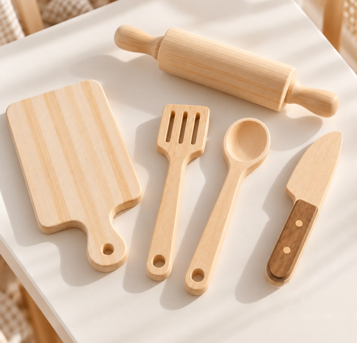 Set de Cocina de Madera para Niños con Tabla y Uslero Bebabu, foto 2