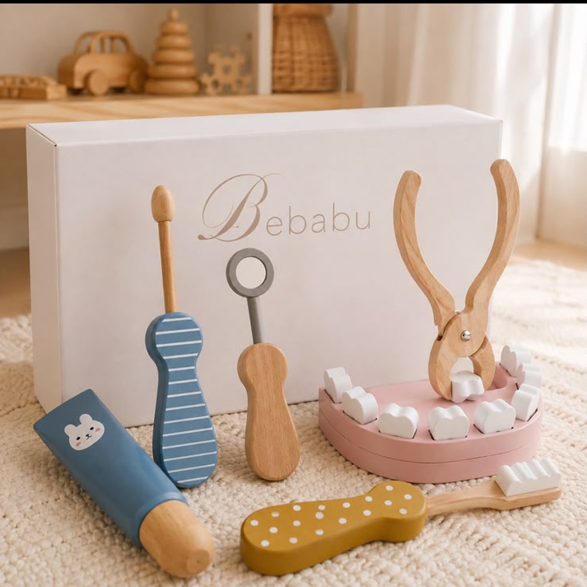 Set Dentista de Madera para Niños con Boca y Dientes Bebabu