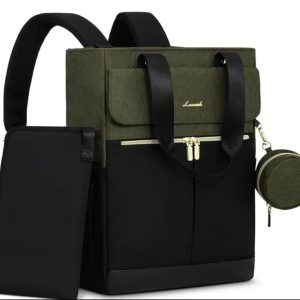 Bolso maternal 2 en 1 verde y negro, mochila y bandolera