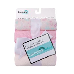 Set de 8 toallitas de limpieza rosadas para bebé BAMBINO