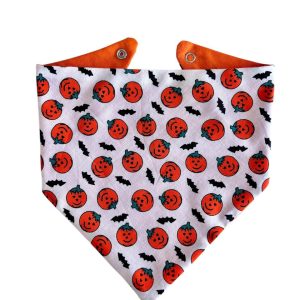 Babero bandana Halloween reversible naranjo – 100% algodón | Mi Guagua Taquillera