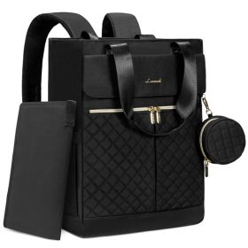 Bolso maternal mochila total black elegante con diseño acolchado y detalles dorados