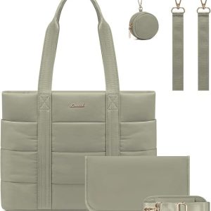 Bolso maternal Puffer Emma color verde con cambiador y porta chupete