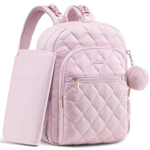 Mochila Maternal Lumi en rosa suave con gran capacidad y diseño moderno.