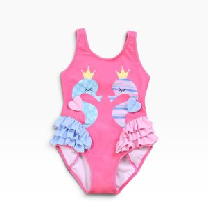 Traje de baño niña caballitos de mar con vuelos