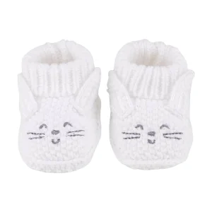 Zapatitos tejidos RN Gatito Blanco – suaves y abrigados para recién nacido